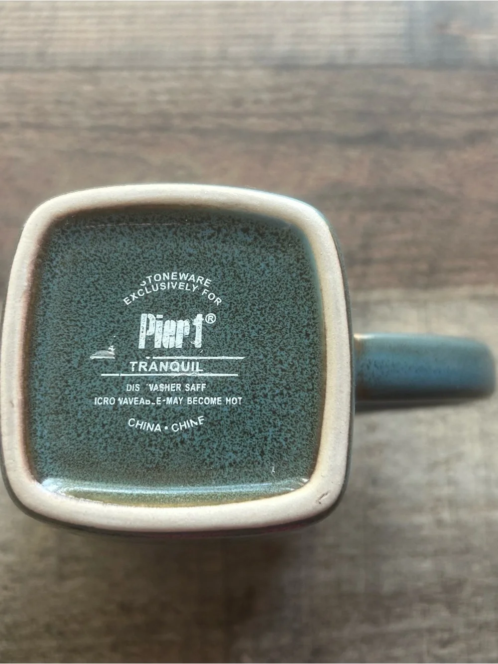 Pier 1 Grey Ceramic Mug with Subtle Gold Accents